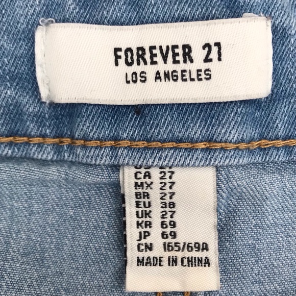 Forever 21 Light Wash Distressed Blue Jean Denim Shorts Size 27 High Waist - Picture 5 of 11